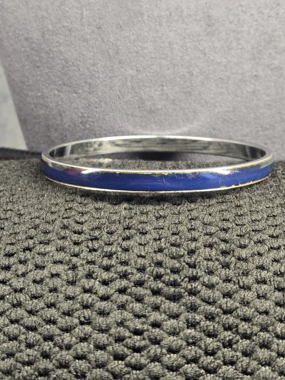 Vintage Silver Tone Navy Blue Mood Bangle Bracelet